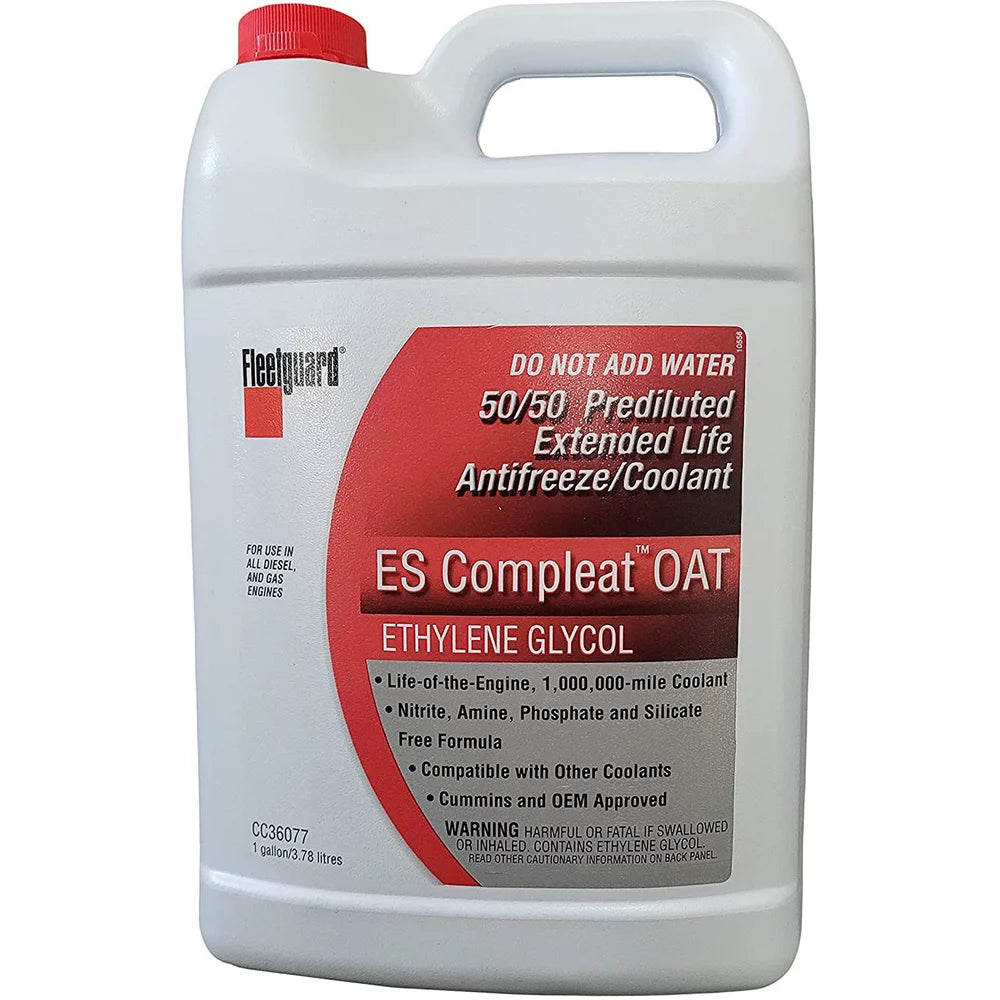 CC36077 FLEETGUARD CC36077 - ES Compleat™ Engine Coolant / Antifreeze - OAT, Premix 50/50, 3/1 Gallon, Jug CC36077 FLEETGUARD CC36077 - ES Compleat™ Engine Coolant / Antifreeze - OAT, Premix 50/50, 3/1 Gallon, Jug