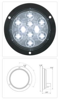 05-08-008-131 LIGHT, LED, CLEAR, BACK UP / REVERSE, 4", FLANGE MOUNT WITH GROMMET / BUL11CRMB