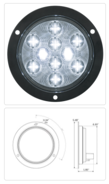 05-08-008-131  LIGHT, LED, CLEAR, BACK UP / REVERSE, 4", FLANGE MOUNT WITH GROMMET / BUL11CRMB - buspartexperts.com