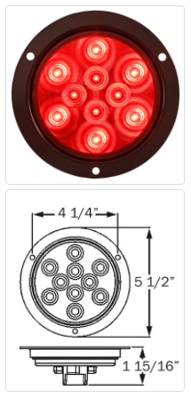 05-08-008-132 LIGHT, LED, RED, STOP / TAIL / TURN, 4" FLANGE MOUNT WITH GROMMET / STL42RRMB - buspartexperts.com