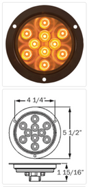 05-08-008-133 LIGHT, LED, AMBER, TURN, 4" FLANGE MOUNT WITH GROMMET - buspartexperts.com