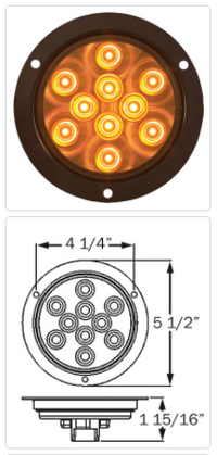 05-08-008-133 LIGHT, LED, AMBER, TURN, 4" FLANGE MOUNT WITH GROMMET