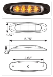(ETA 4-5 WEEKS TO SHIP)21-000-101 LIGHT, LED, TURN, AMBER, CLEAR LENS, BLACK BASE, BERKSHIRE / MCL19CA1BB - buspartexperts.com