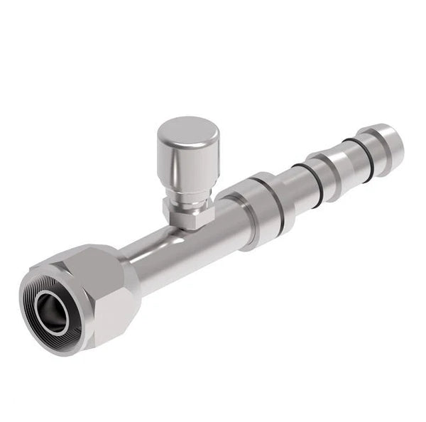 (call for availability) FJ3162-1012S E-Z CLIP SYSTEM BY DANFOSS | FEMALE O-RING (LONG PILOT) WITH SWITCH PORT (7/16-20 THD) | A/C REFRIGERATION FITTING | -10 FEMALE O-RING LONG PILOT X -12 HOSE BARB | STEEL