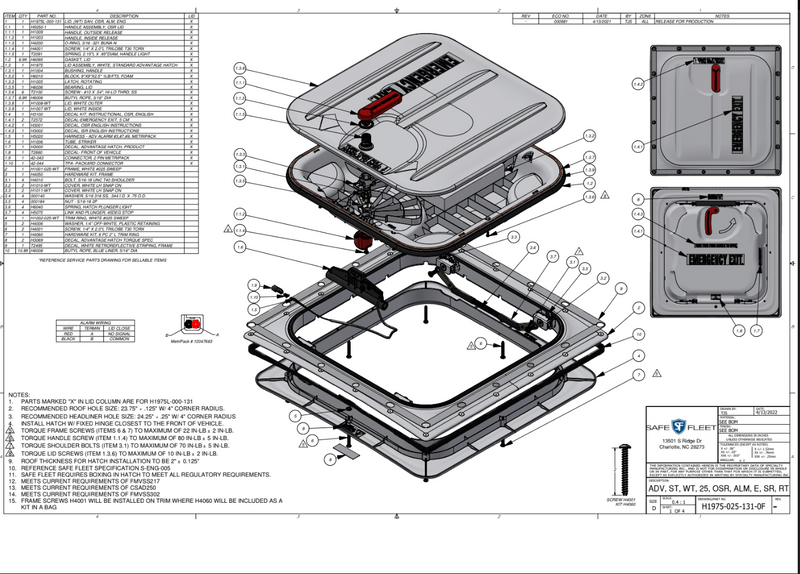 H1975-025-131-0F HATCH (3-4 WEEK ETA TO SHIP) - buspartexperts.com