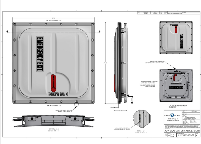 H1975-025-131-0F HATCH (3-4 WEEK ETA TO SHIP) - buspartexperts.com