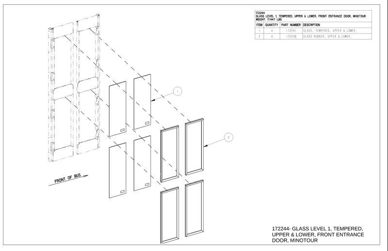 (eta to ship 45 days) ABP N60B 172241  GLASS, TEMPERED, UPR & LWR, FRNT E Sold in qty of 2 must pay for qty 2