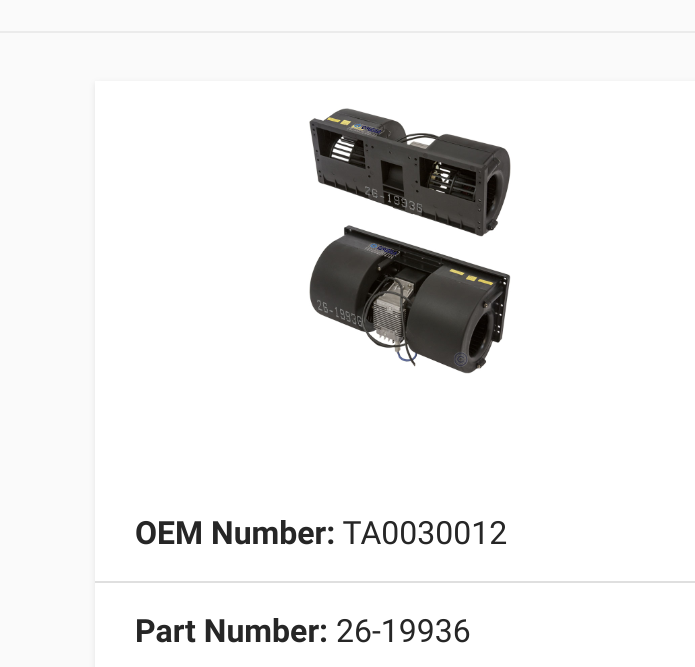 26-19936 LOWER ASSEMBLY 12V DOUBLE BLOWER TEC06 SERIES/4 SP ALUM H