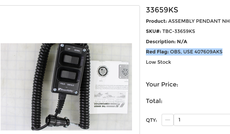 NEW DESIGN SAME FUNCTION SEE PHOTOS! 33659KS BRAUN LIFT HAND