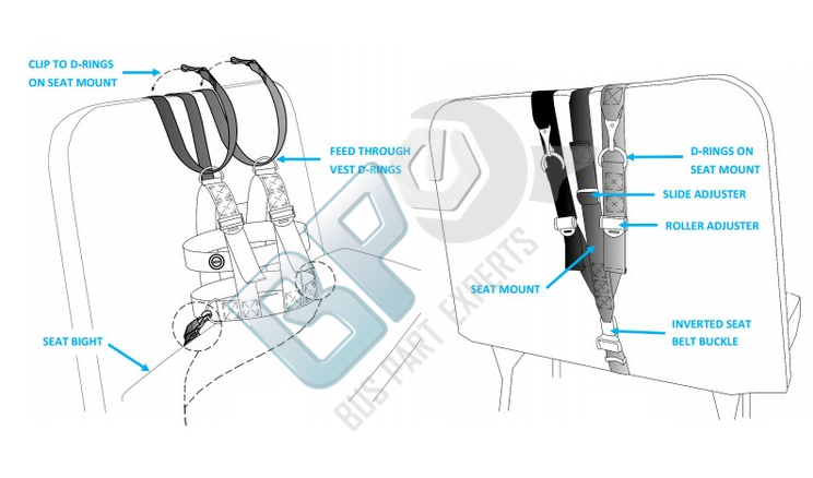 BR-33SJI-C BESI UNIVERSAL MEDIUM VEST WITH CROTCH STRAP (WITH SAFE JOURNEY SEAT MOUNT) - buspartexperts.com