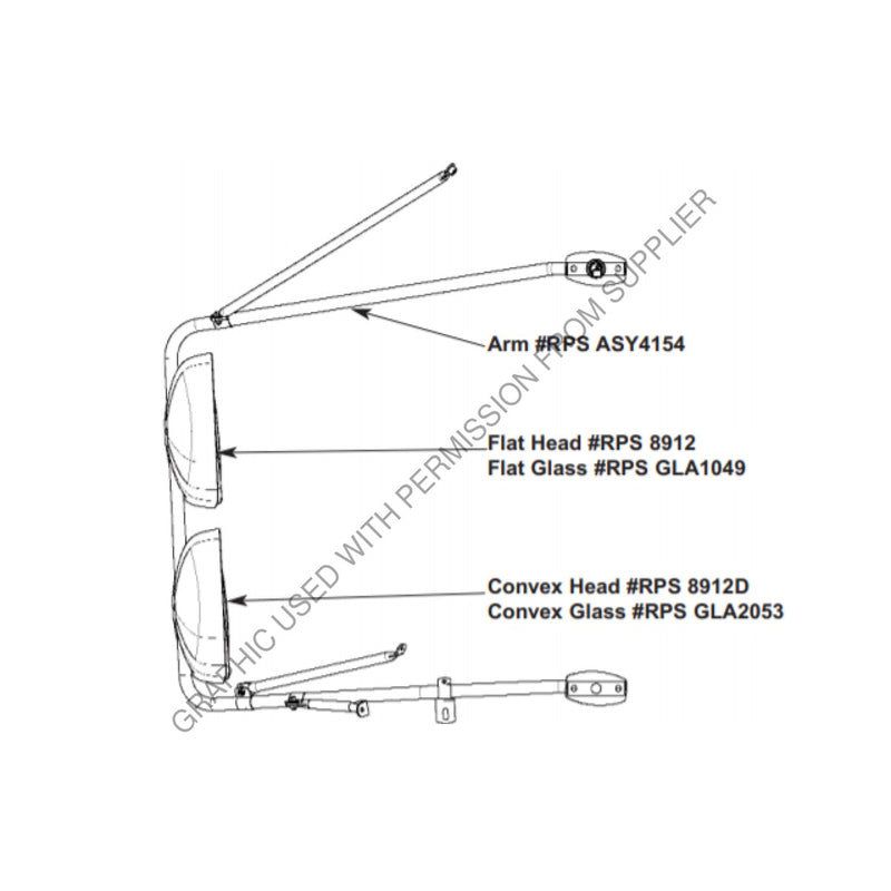 RPS ASY 4154 ARM MIRROR, RIGHT SIDE, OPEN VIEW, NON HEATED, C2 - buspartexperts.com