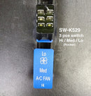 SW-K529            SELECTOR SWITCH HI/MED/LO/BLUE - RIFLED AIR CONDITIONING - buspartexperts.com